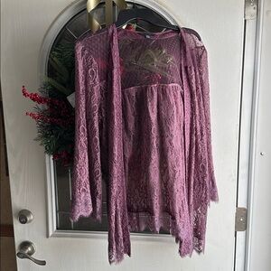 American Eagle Outfitters Plum Lace cardigan/ kimono, sz L/XL